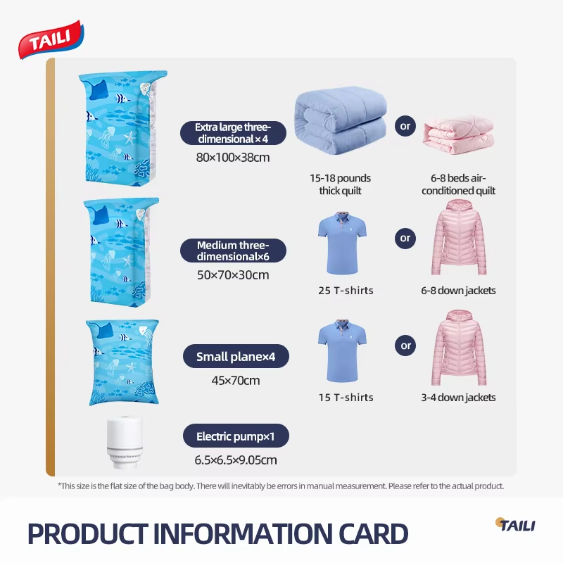 TAILI Thickened Vacuum Compression Bag, Transparent Quilt Vacuum Bag , Household Clothing Storage And Sorting Bag , Storage Bag